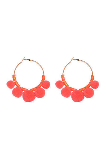 8999-3 Earrings Boho Pom Poms
