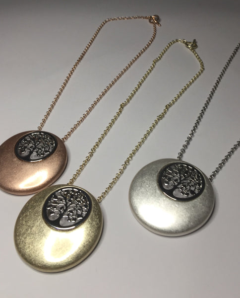 9020-4 Necklace Burnished Silver Tree Of Life