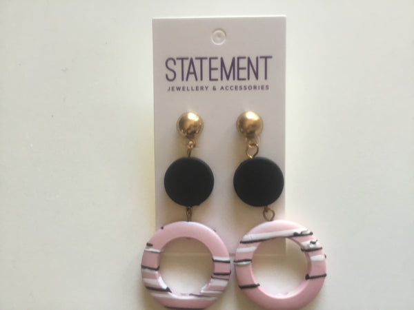 9012-0 Earrings Resin Pink Graffiti