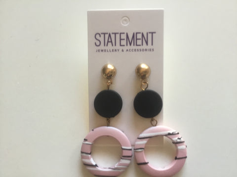 9012-0 Earrings Resin Pink Graffiti