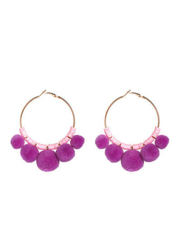 8999-0 Earrings Boho Pom Poms