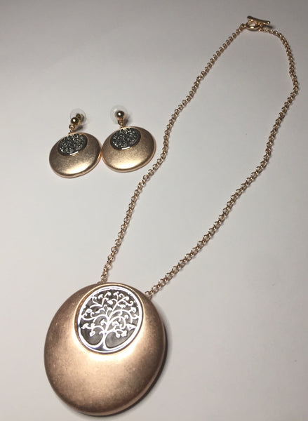 9020 Earrings Burnished Rose Silver Tree Of Life