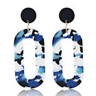 9012-4 Earrings Resin Oval Speckled Blue