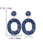 9012-15 Earrings Resin Oval Navy Blue