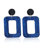 9012-7 Earrings Resin Square Navy Blue
