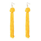 9013-4 Earrings Long Knot Tassel Yellow