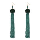 9013 Earrings Long Knot Tassel Green