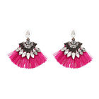 9000-7 Earrings Boho Bling Tassel Hot Pink