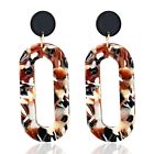 9012-6 Earrings Resin Oval Speckled Natural