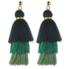 9001-3 Earrings Tassel Tree Cotton Greens