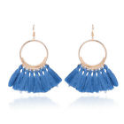 9003-1 Earrings Elegant Blue Cotton Tassel