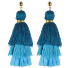 9001-4 Earrings Tassel Tree Cotton Blues