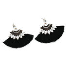 9000-5 Earrings Boho Bling Tassel Black